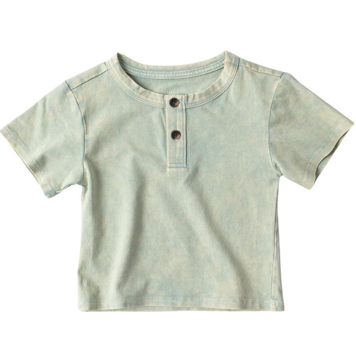 Little Bipsy - Jersey Henley Tee in Green Wash (7)