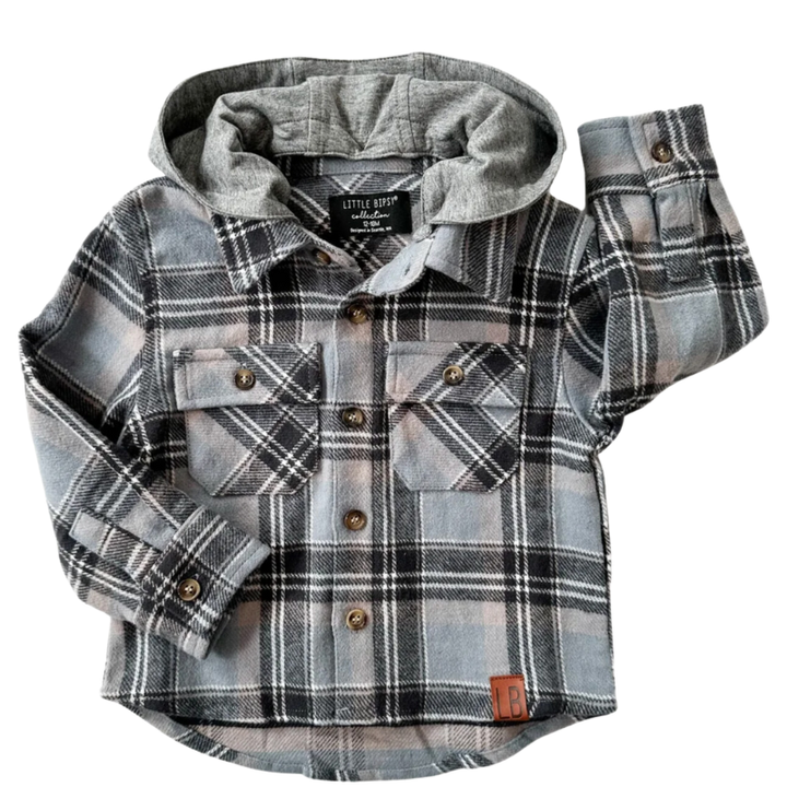 Little Bipsy hooded flannel in Sky