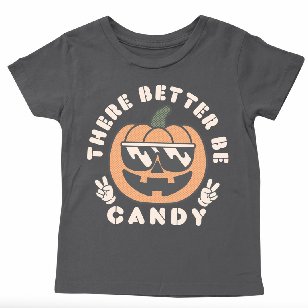 Tiny Whales - There Better Be Candy Tee in Faded Black (12-18mo)