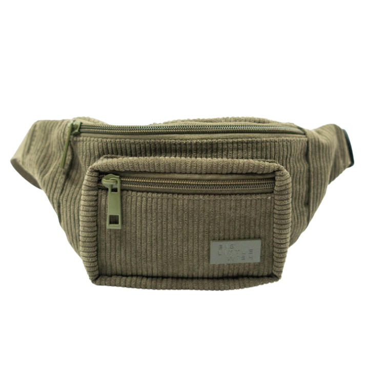 Little Big Wish - Kids Playdate Belt Bag in Olive Corduroy