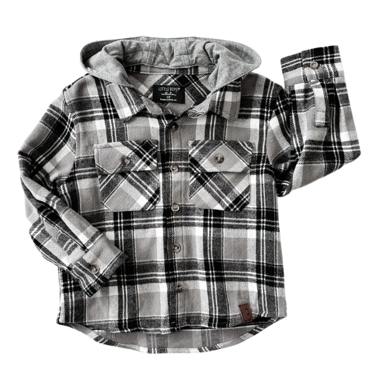 Little Bipsy black white grey hooded flannel