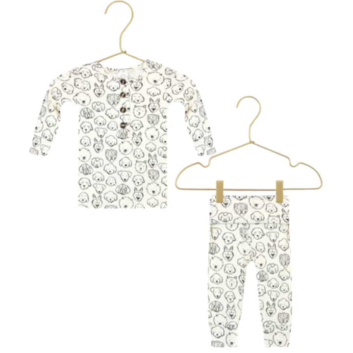 Lou Lou & Co - Infant Dane Top + Bottom Set in Cream Dogs