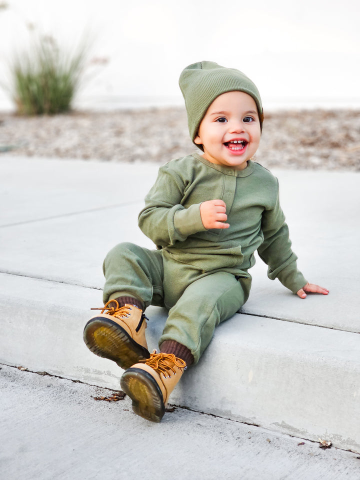 Little Bipsy - Waffle Romper in Matcha