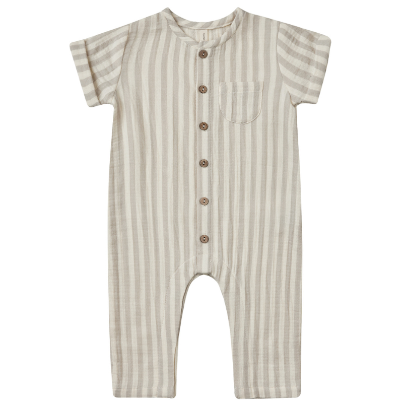 Quincy Mae - Charlie Woven Jumpsuit in Ash Stripe