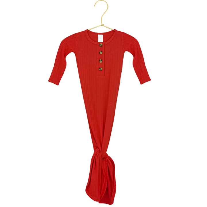 Lou Lou & Co - Infant Sterling Ribbed Knotted Gown in Red