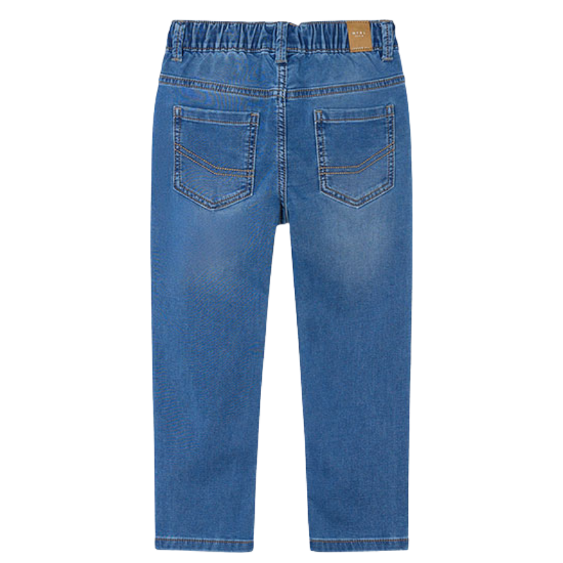 Mayoral - Boys Elastic Drawstring Waist Soft Denim in Blue