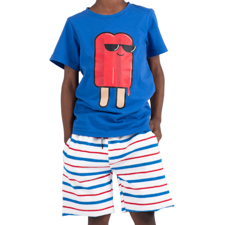 Appaman - Boys Terry Cloth Camp Shorts in Red/White/Blue Stripes