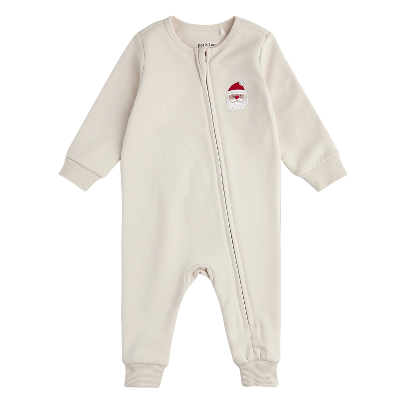 Petit Lem - Santa Baby Fleece Playsuit in Crème (18mo and 24mo)