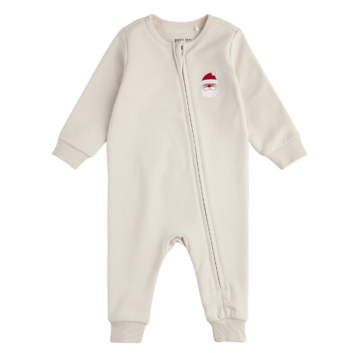 Petit Lem - Santa Baby Fleece Playsuit in Crème (18mo and 24mo)