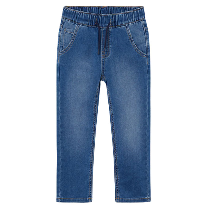 Mayoral - Boys Elastic Drawstring Waist Soft Denim in Blue