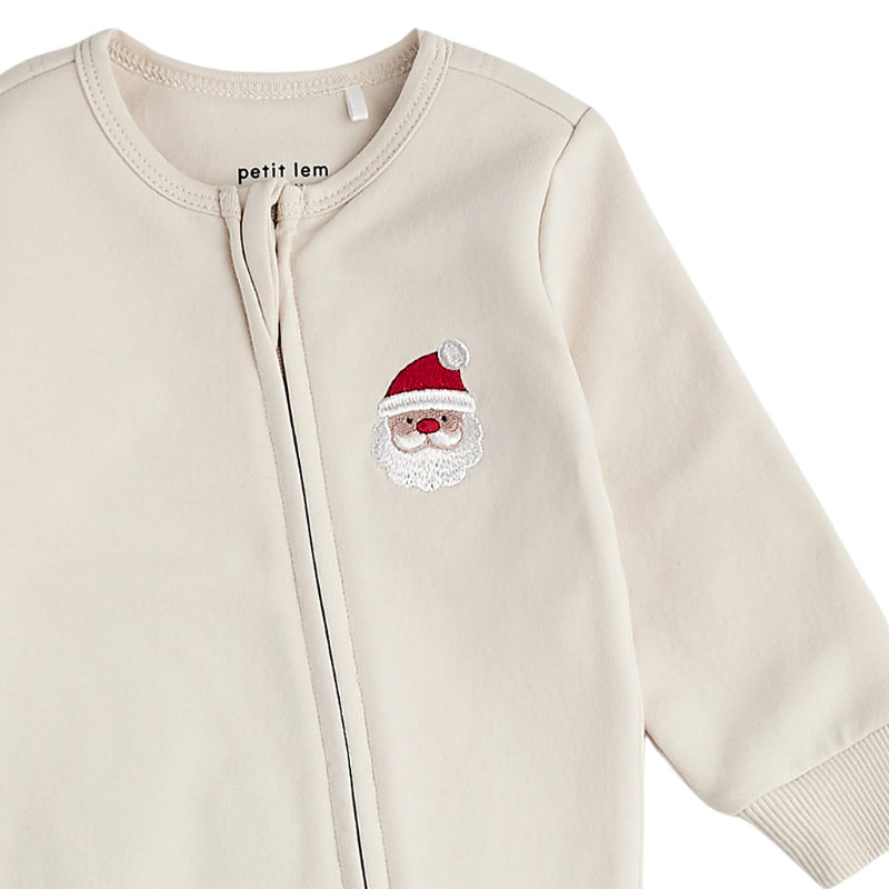 Petit Lem - Santa Baby Fleece Playsuit in Crème (18mo and 24mo)