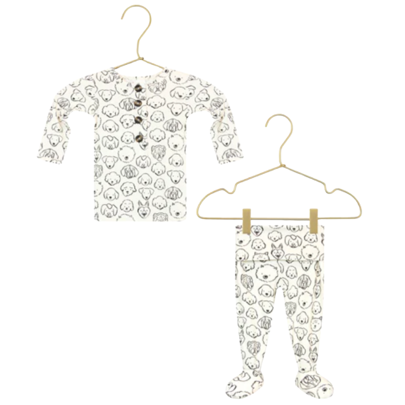 Lou Lou & Co - Infant Dane Top + Bottom Set in Cream Dogs