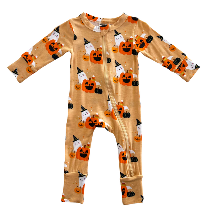 Spearmint LOVE - Convertible Zip Romper in Halloween (12-18mo and 18-24mo)