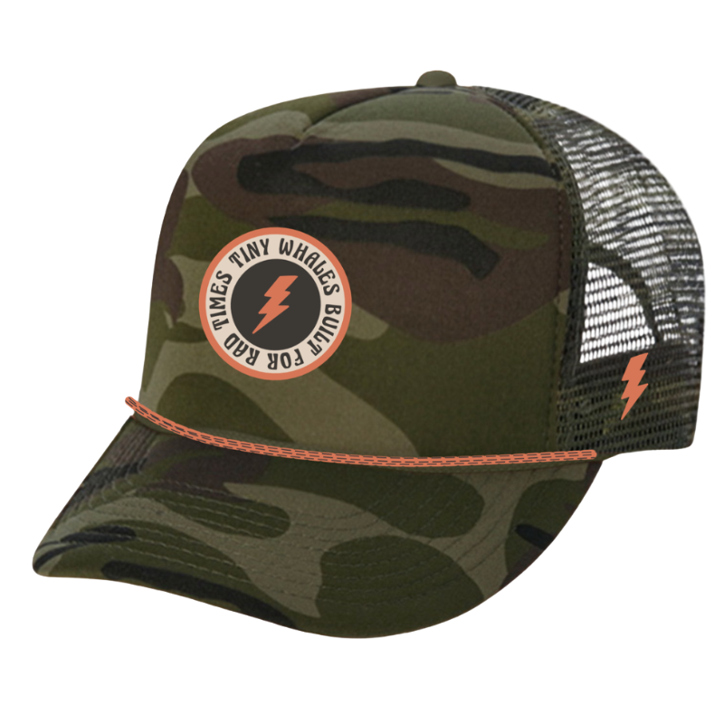 Tiny Whales - Woodland Trucker Hat in Green Camo