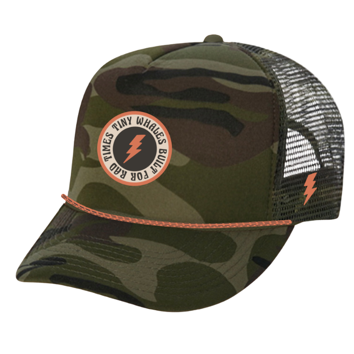 Tiny Whales - Woodland Trucker Hat in Green Camo