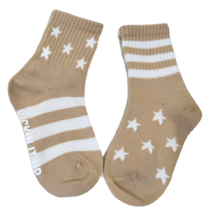 Kickin It Up Socks - Spang-GOLD Stars and Stripes in Dark Tan