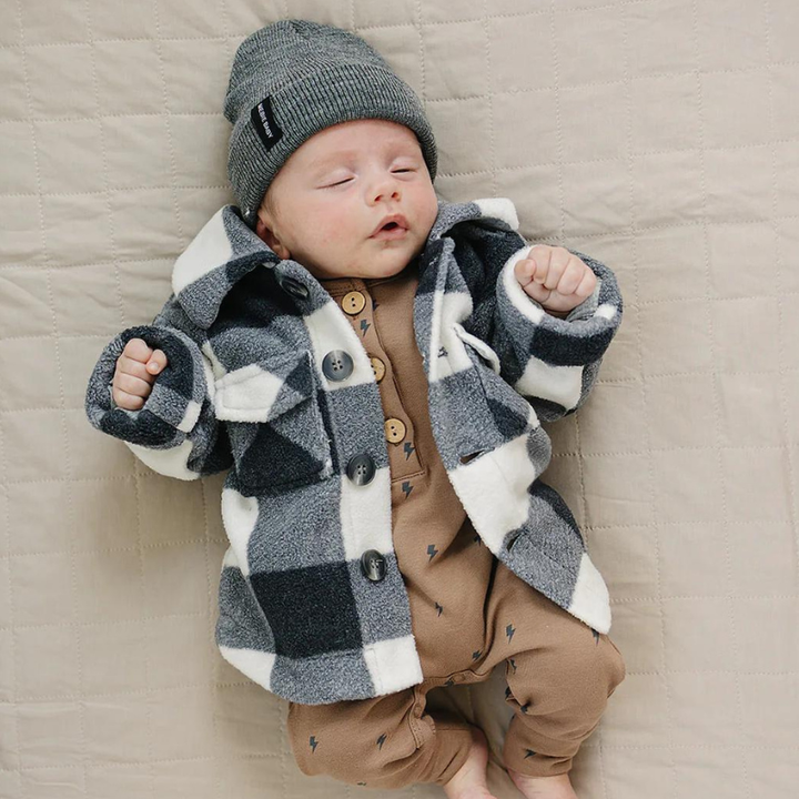 Mebie Baby - Sherpa Shacket in Charcoal and White