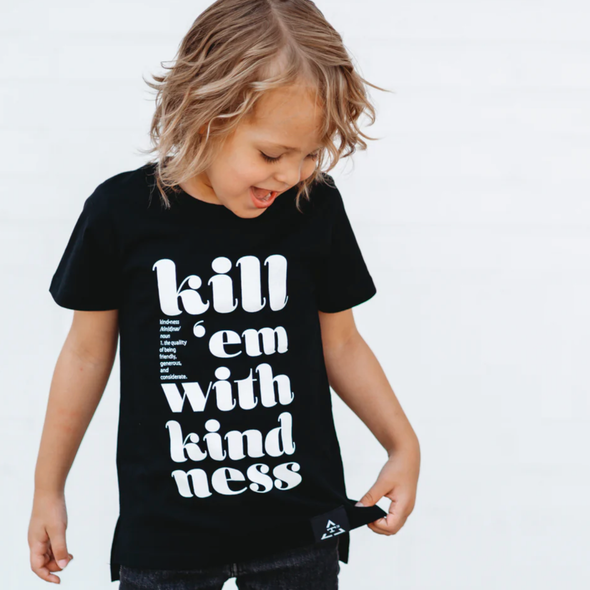 Kill em with kindness kids tshirt