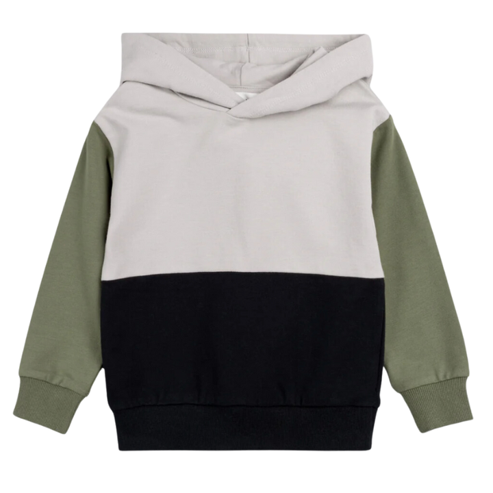 Miles - Color Block Hoodie in Tan/Black/Olive