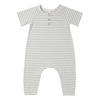 Quincy Mae - Short Sleeve Jumpsuit in Dusty Blue Stripes