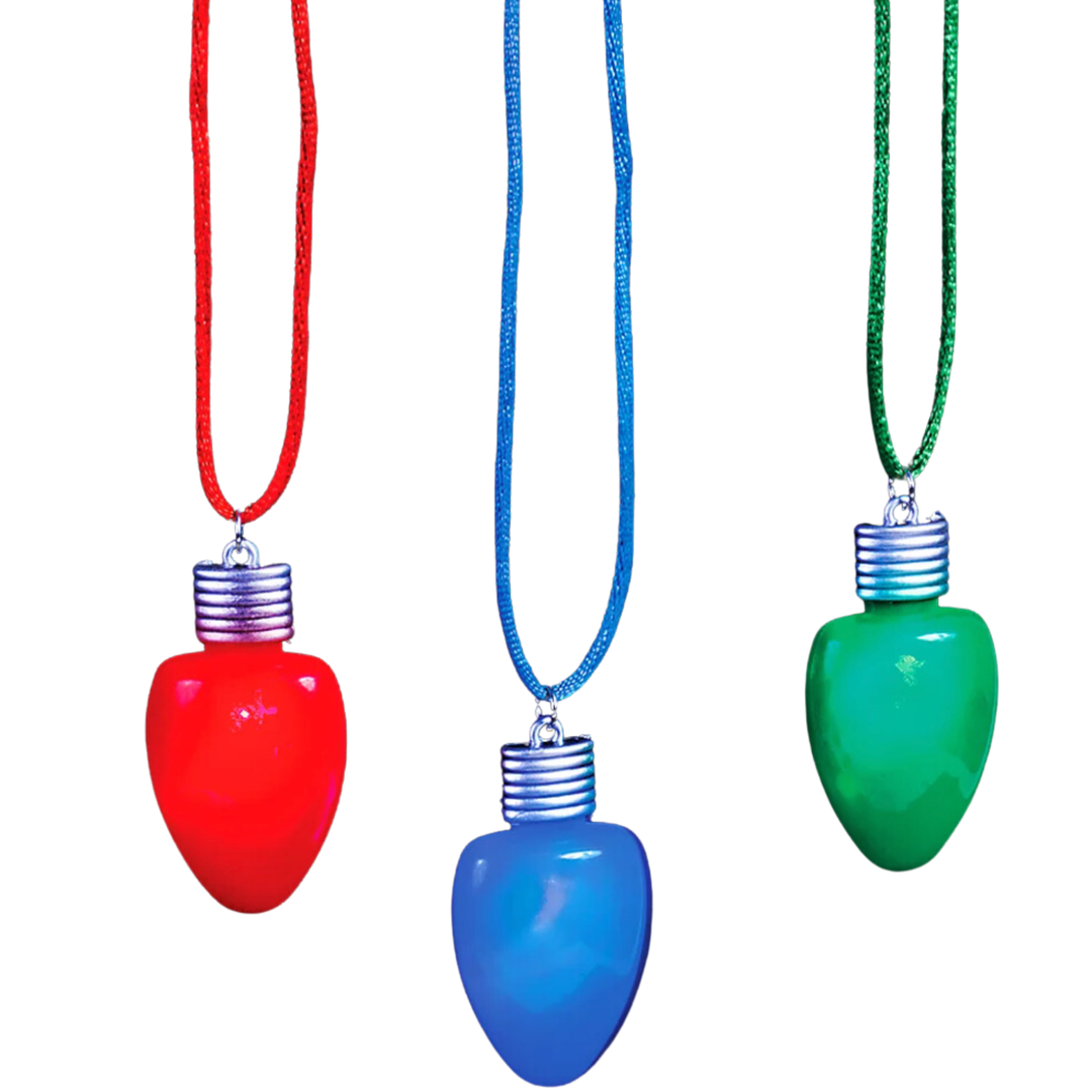 Light-Up Christmas Bulb Necklace - 3 Colors Available