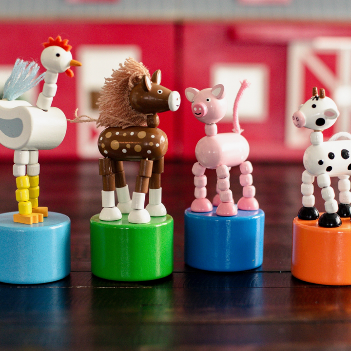 Wooden Farm Animal Push Puppets -  4 Styles Available