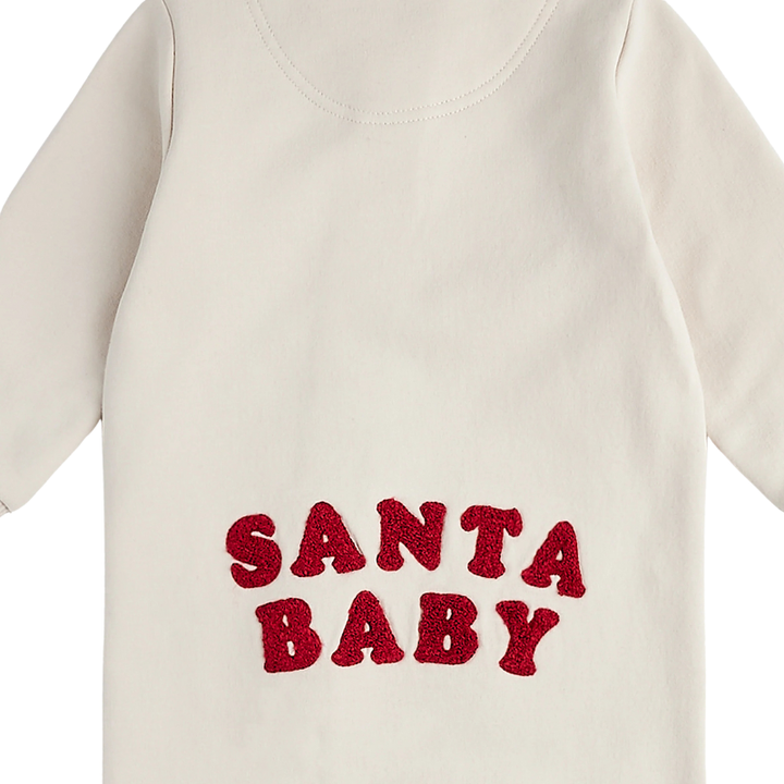 Petit Lem - Santa Baby Fleece Playsuit in Crème (18mo and 24mo)