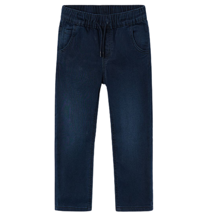 Mayoral - Boys Elastic Drawstring Waist Soft Denim in Blue Black