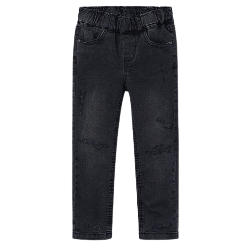 Mayoral Boys elastic waist distressed denim black