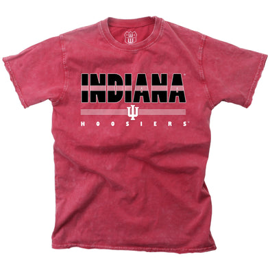 Indiana University Raw Edge Faded Wash Tee in Red