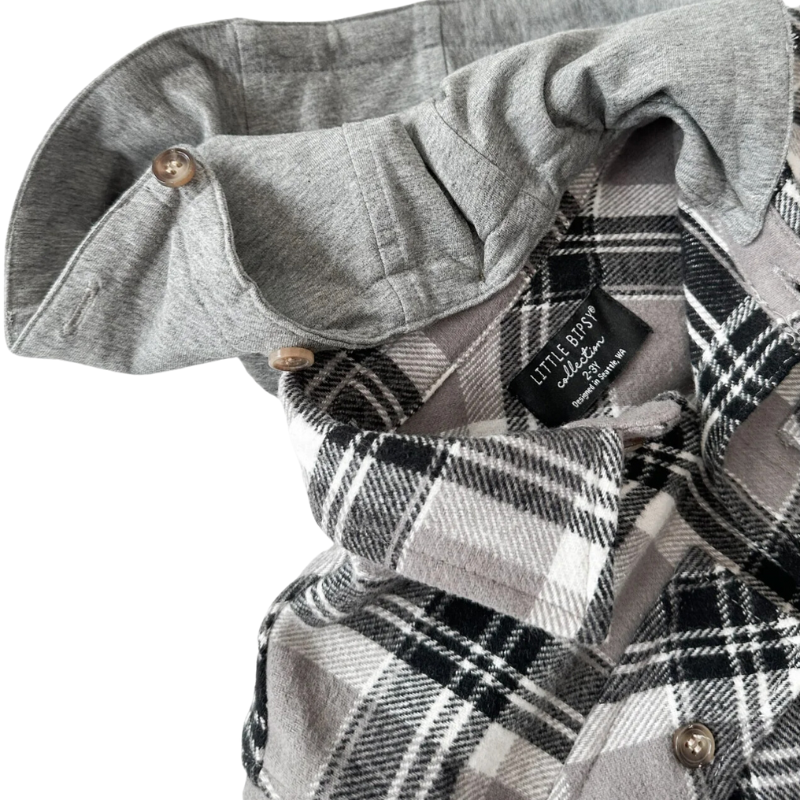 Little Bipsy - Hooded Flannel in Pebble