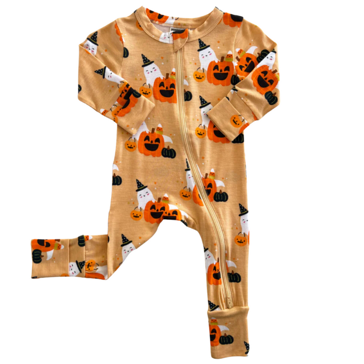 Spearmint LOVE - Convertible Zip Romper in Halloween (12-18mo and 18-24mo)