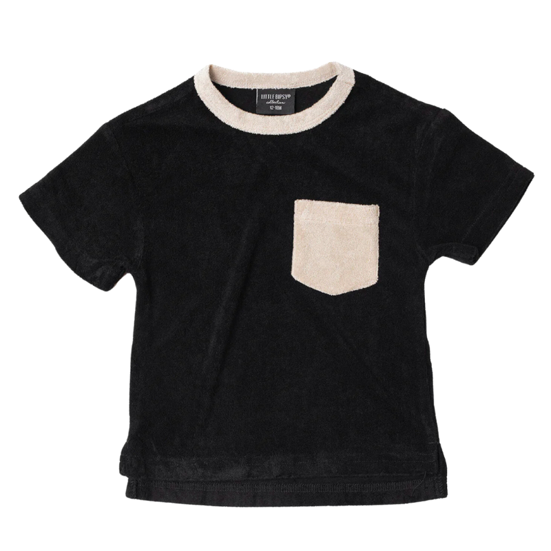 Little Bipsy terry cloth tee in black