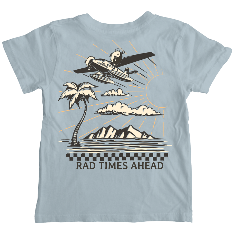 Tiny Whales - Expeditions Tee in Ocean Blue (Front/back graphic)