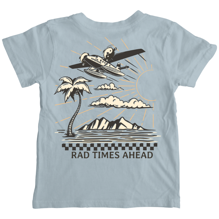 Tiny Whales - Expeditions Tee in Ocean Blue (Front/back graphic)