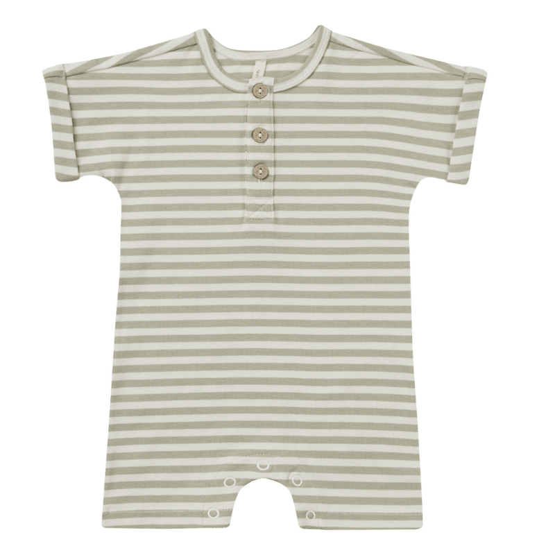 Quincy Mae sage stripe baby one piece
