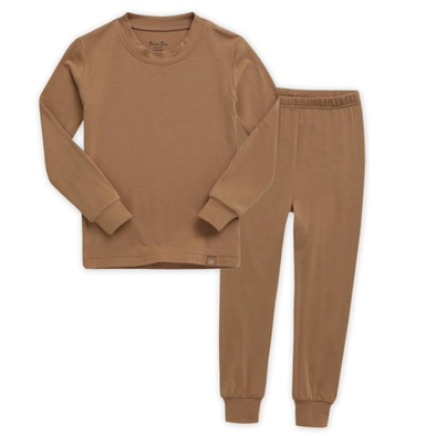 Basic Kids Modal Pajamas in Camel