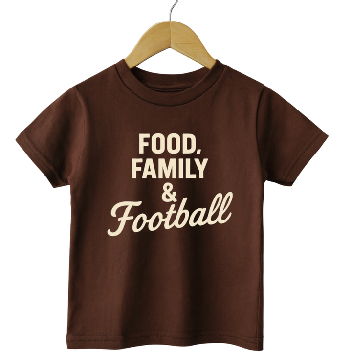 The Wishing Elephant - Food, Family, & Football Tee in Cocoa