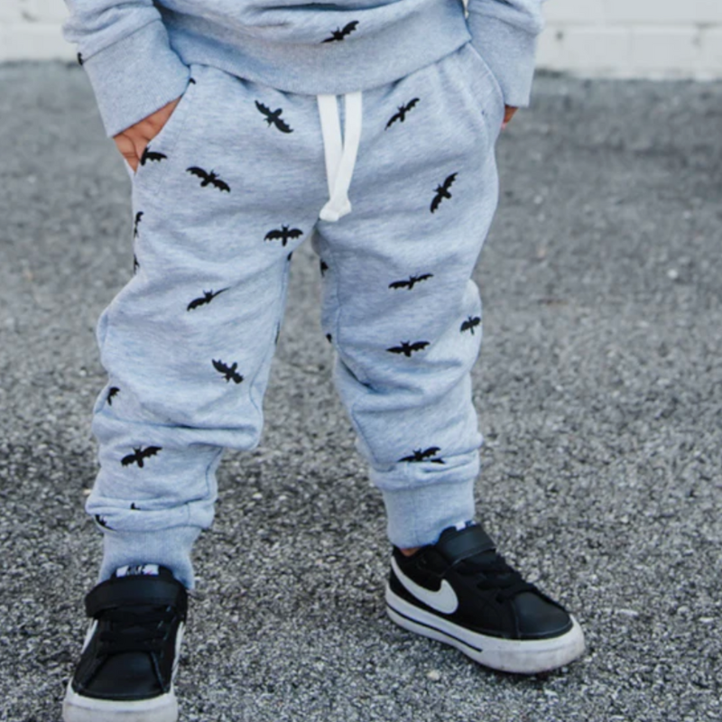 Trilogy Design Co - Bats Joggers in Heather Grey (6-12mo and 12-18mo)