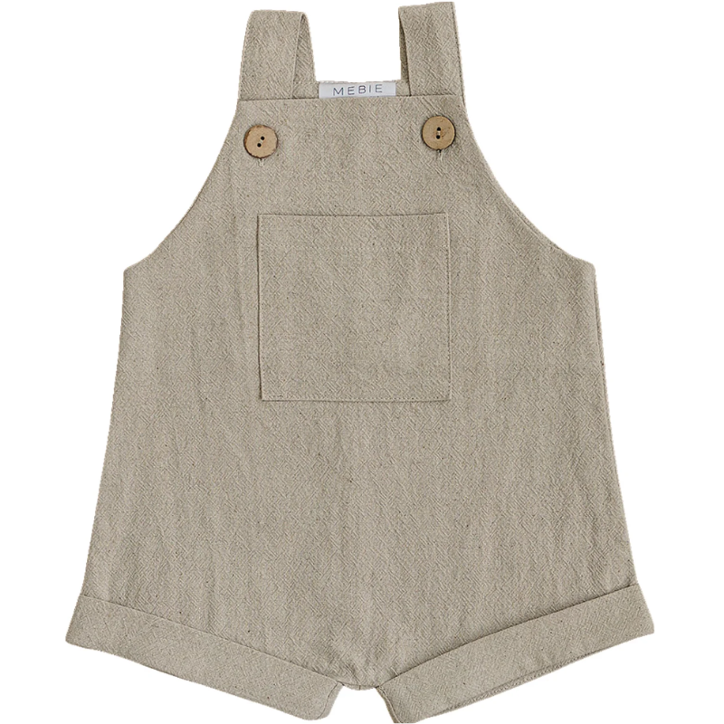 Mebie Baby linen shorts overalls oatmeal