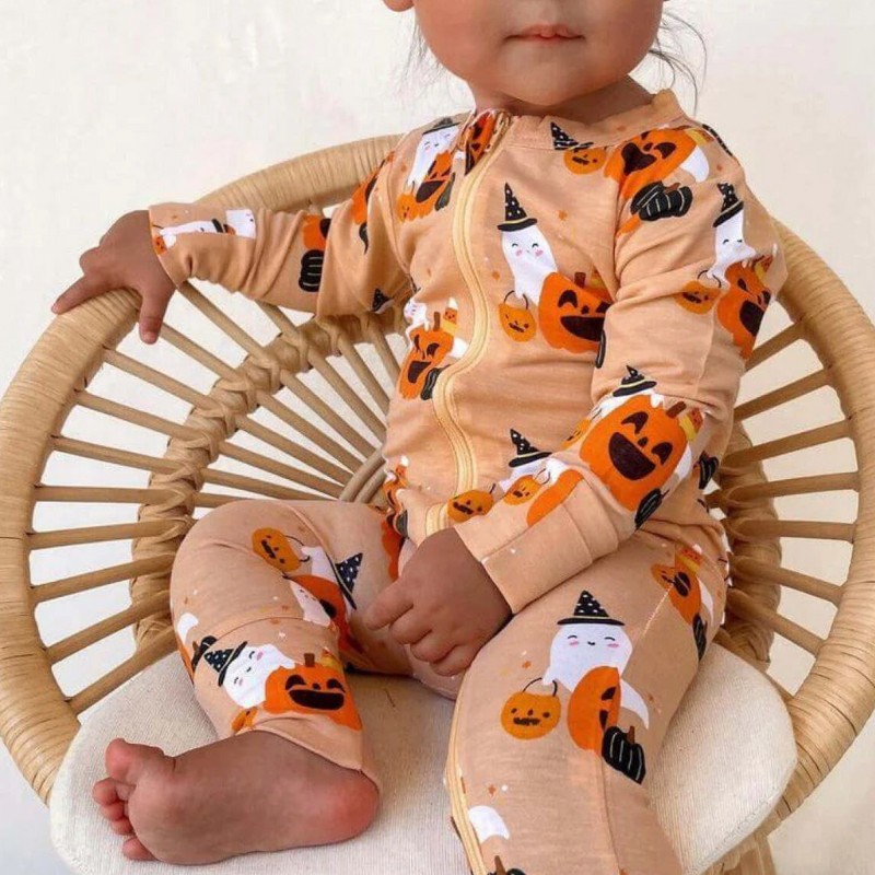 Spearmint LOVE - Convertible Zip Romper in Halloween (12-18mo and 18-24mo)