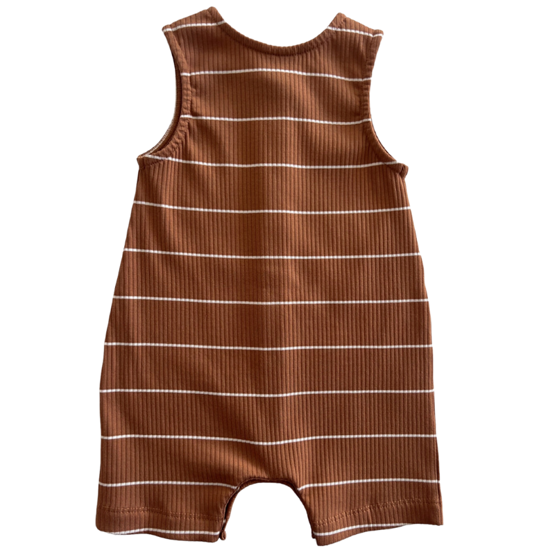 SIIX - Organic Ribbed Shortie Romper in Saddle