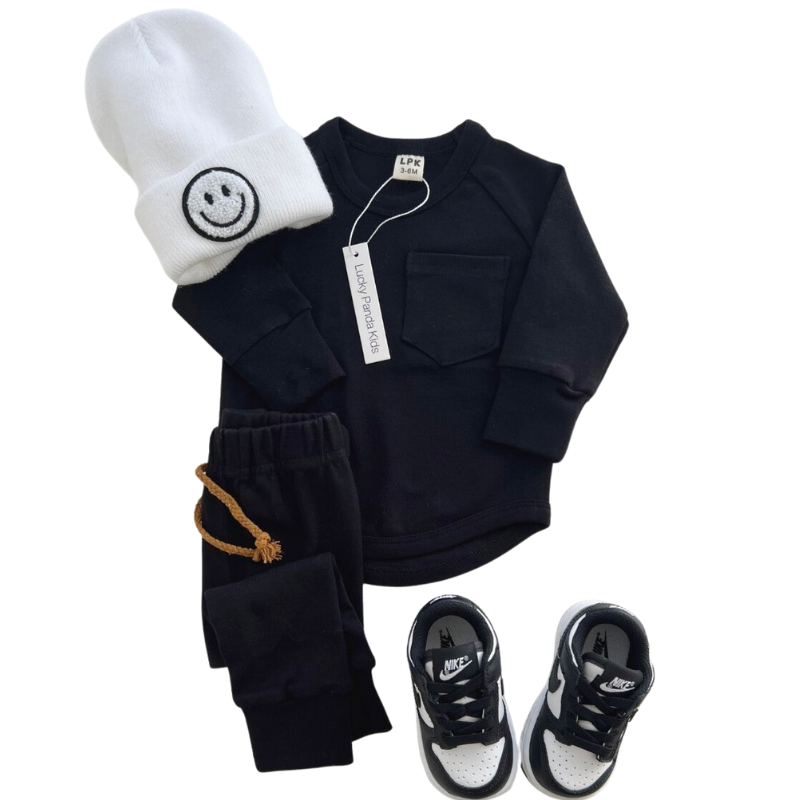 Lucky Panda Kids - Lounge Set in Black