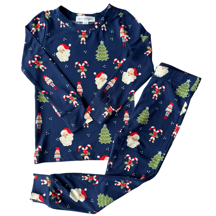 Mary Square - Peppermints + Pine Pajamas in Navy