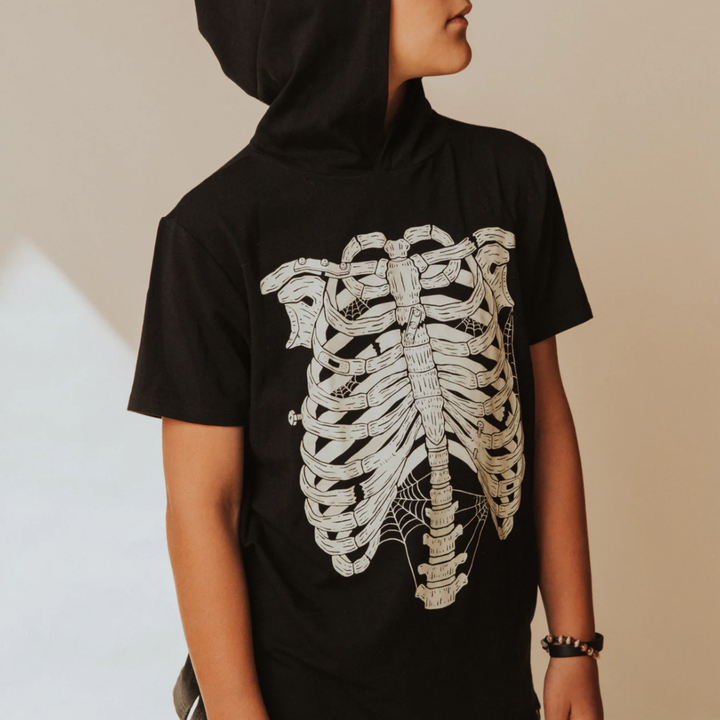 Rags - Kids Skeleton Hooded Tee in Black (2)