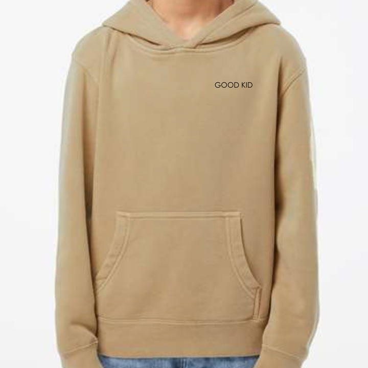 Roman & Leo - Boys GOOD KID Pigment Dyed Hoodie in Sand (M 10-12 and L 14/16)