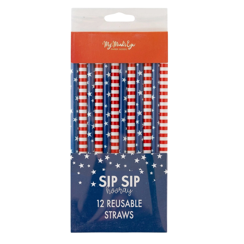 Patriotic Reusable Straws - Set of 12