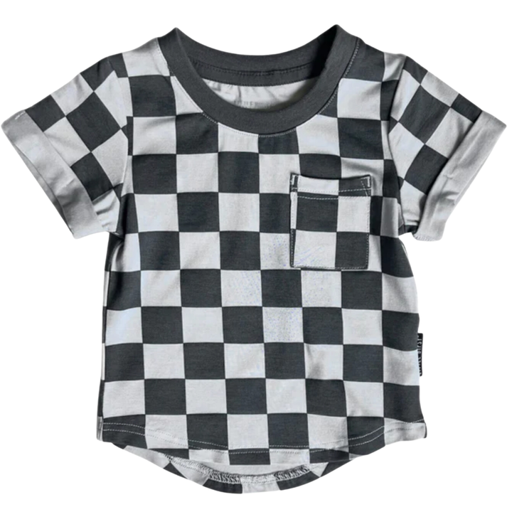 Little Bipsy - Pocket Tee in Pewter Check