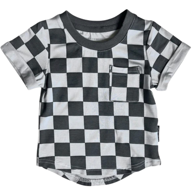 Little Bipsy - Pocket Tee in Pewter Check (6-12mo)