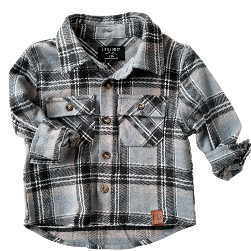 Little Bipsy - Hooded Flannel in Sky (7 and 8)